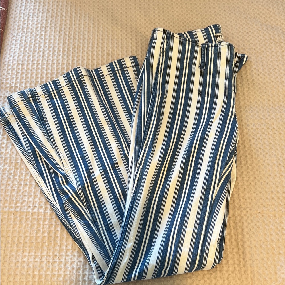 Free People Blue and White Striped Pants